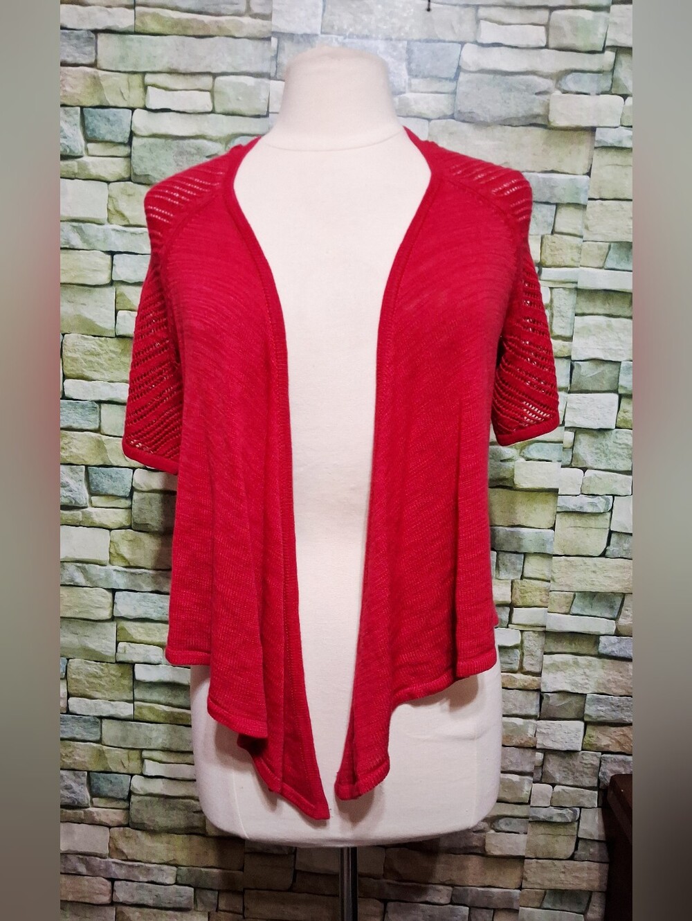 New Faded Glory Pink Knit Shrug Cardigan Sweater Tie Front